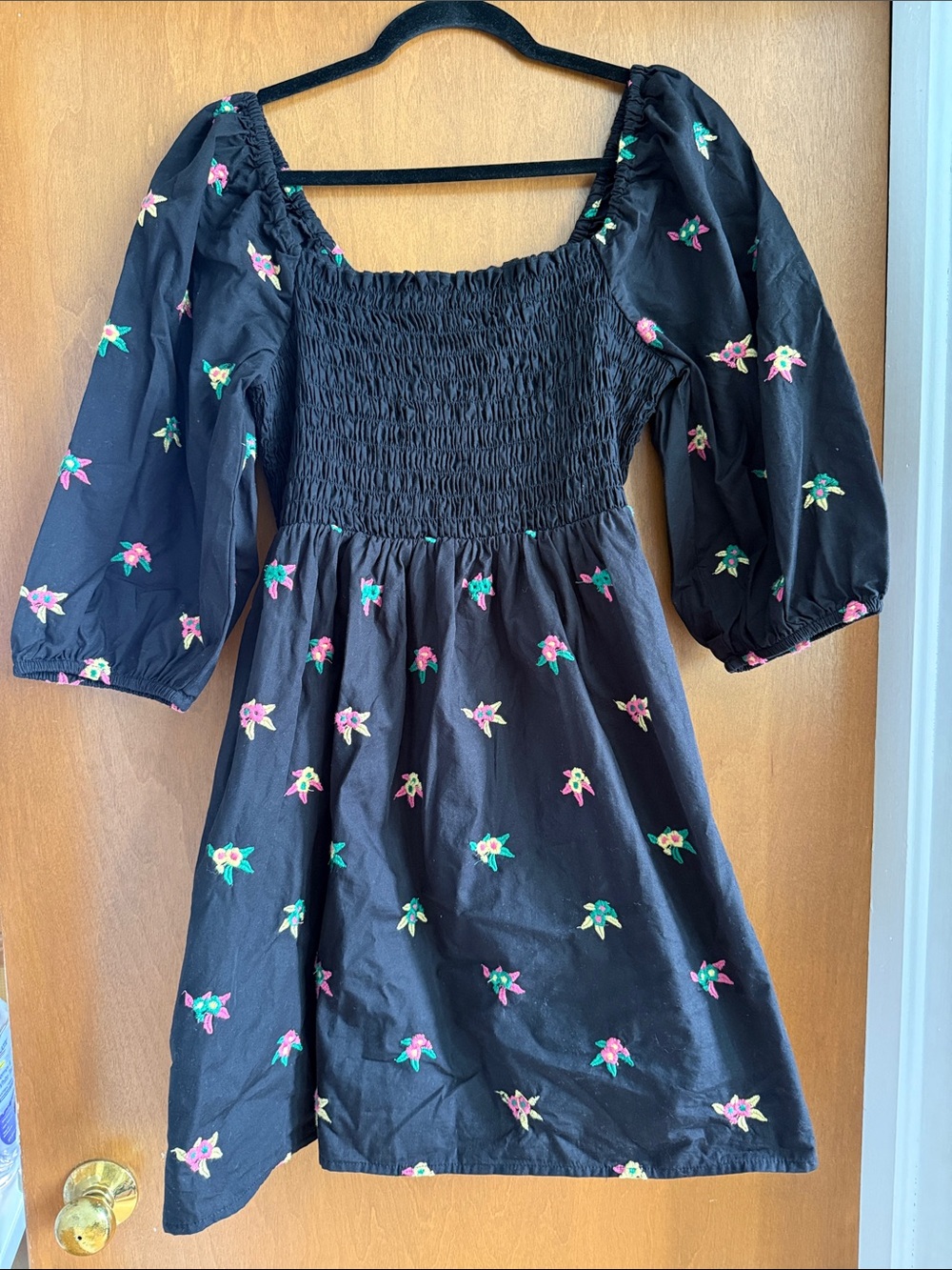 ASOS Black Dress with Pink & Green Floral Embroidery